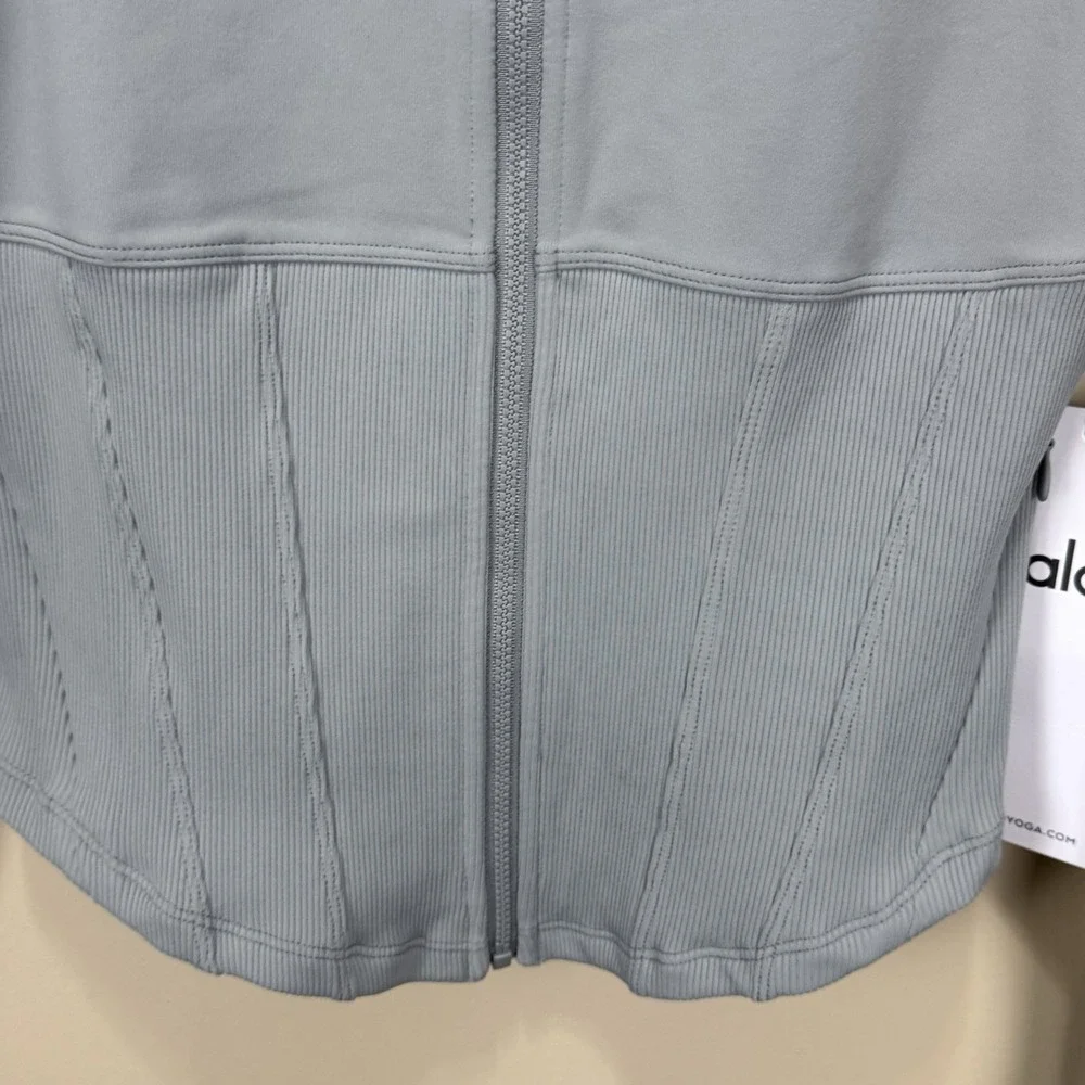 ALO Yoga Womens Airbrush Corset Full Zip Jacket Lunar Gray Size Small NWT